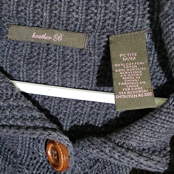 Heather B Dary Grey Knit T-Shirt Long Cardigan/Sweater - Size Petite Medium - Picture 6 of 11